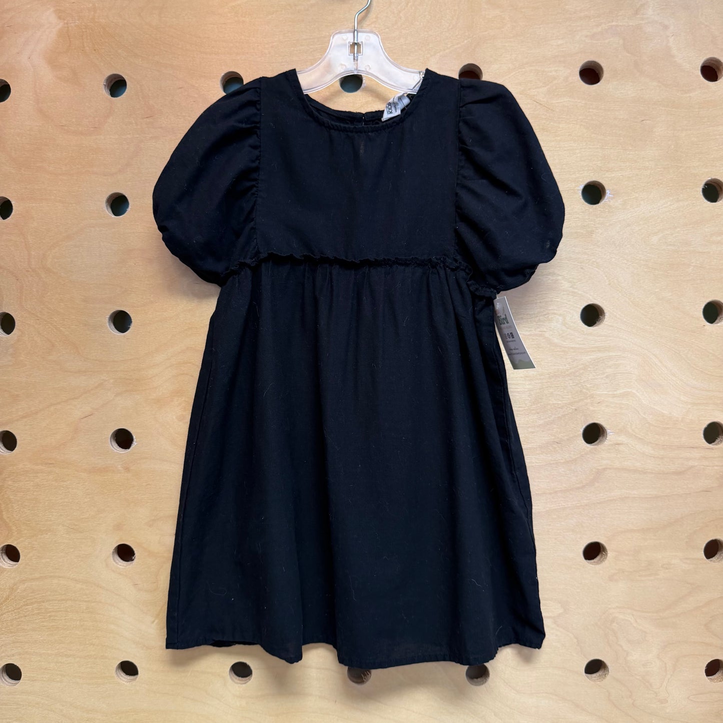 Black Cotton Bubble Sleeve Dress