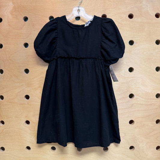 Black Cotton Bubble Sleeve Dress