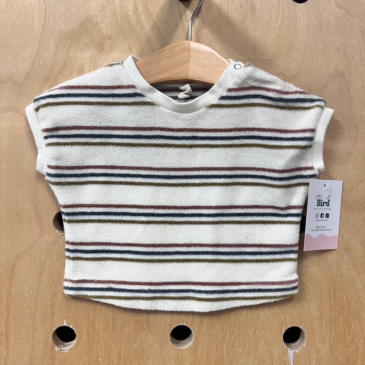 Cream Striped Terry Top