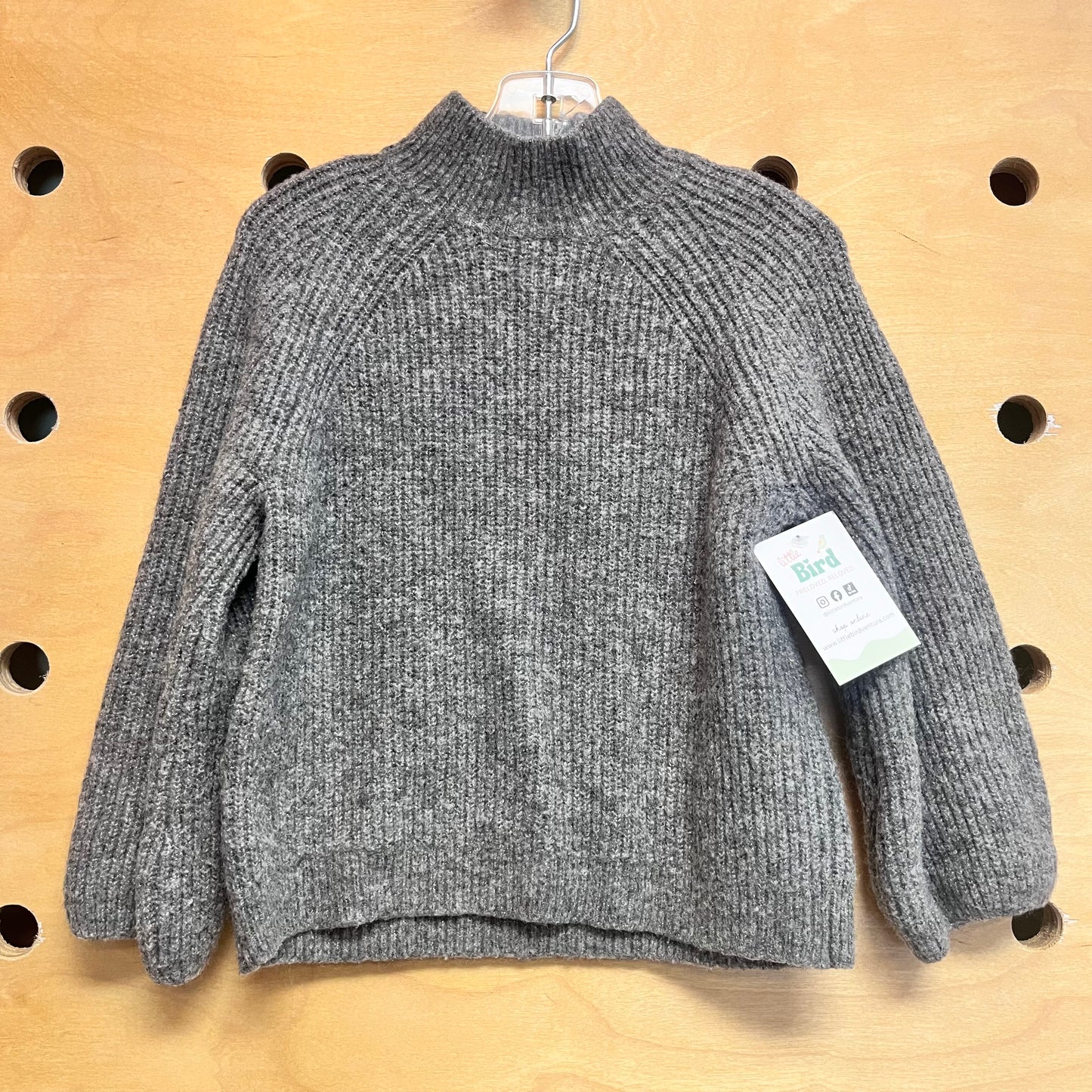 Grey Ribbed Knit Sweater