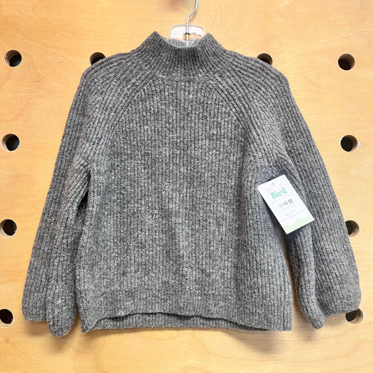 Grey Ribbed Knit Sweater