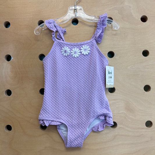 Purple Textured Daisies Swimsuit