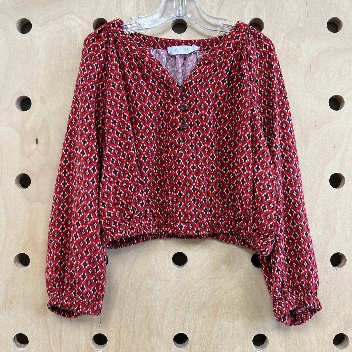 Red & Black LS Crop Top