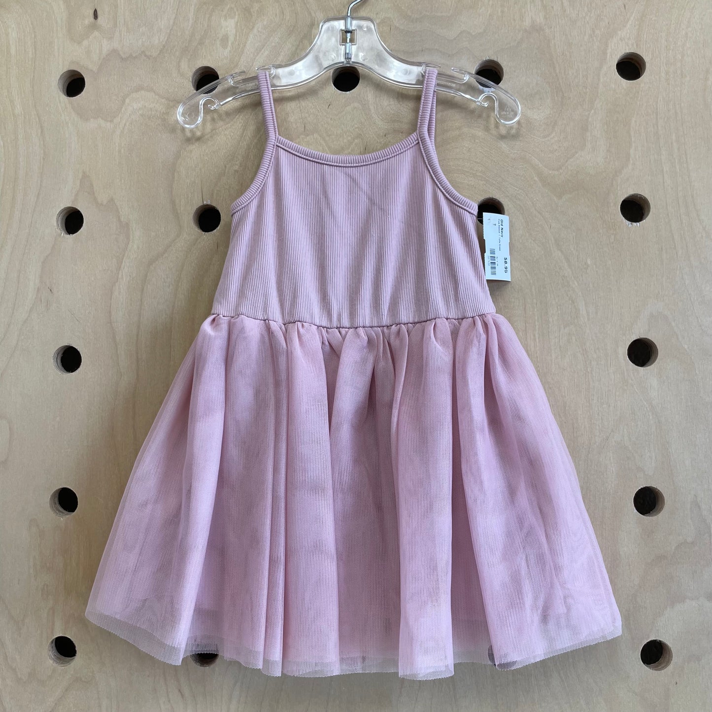 Pink Ribbed + Tulle Dress