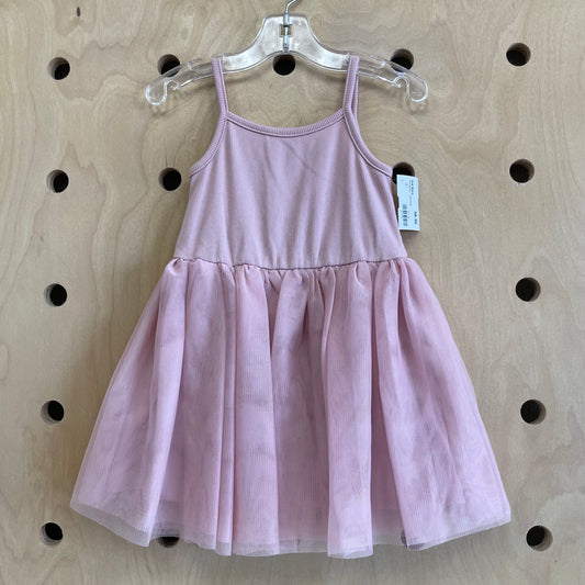 Pink Ribbed + Tulle Dress