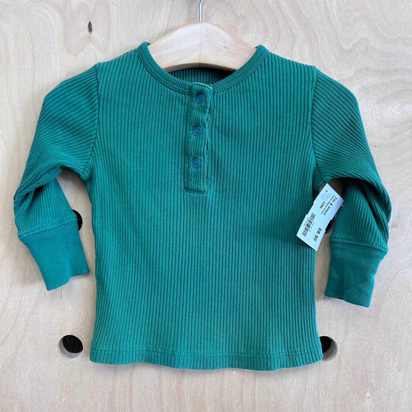 Green Ribbed Henley