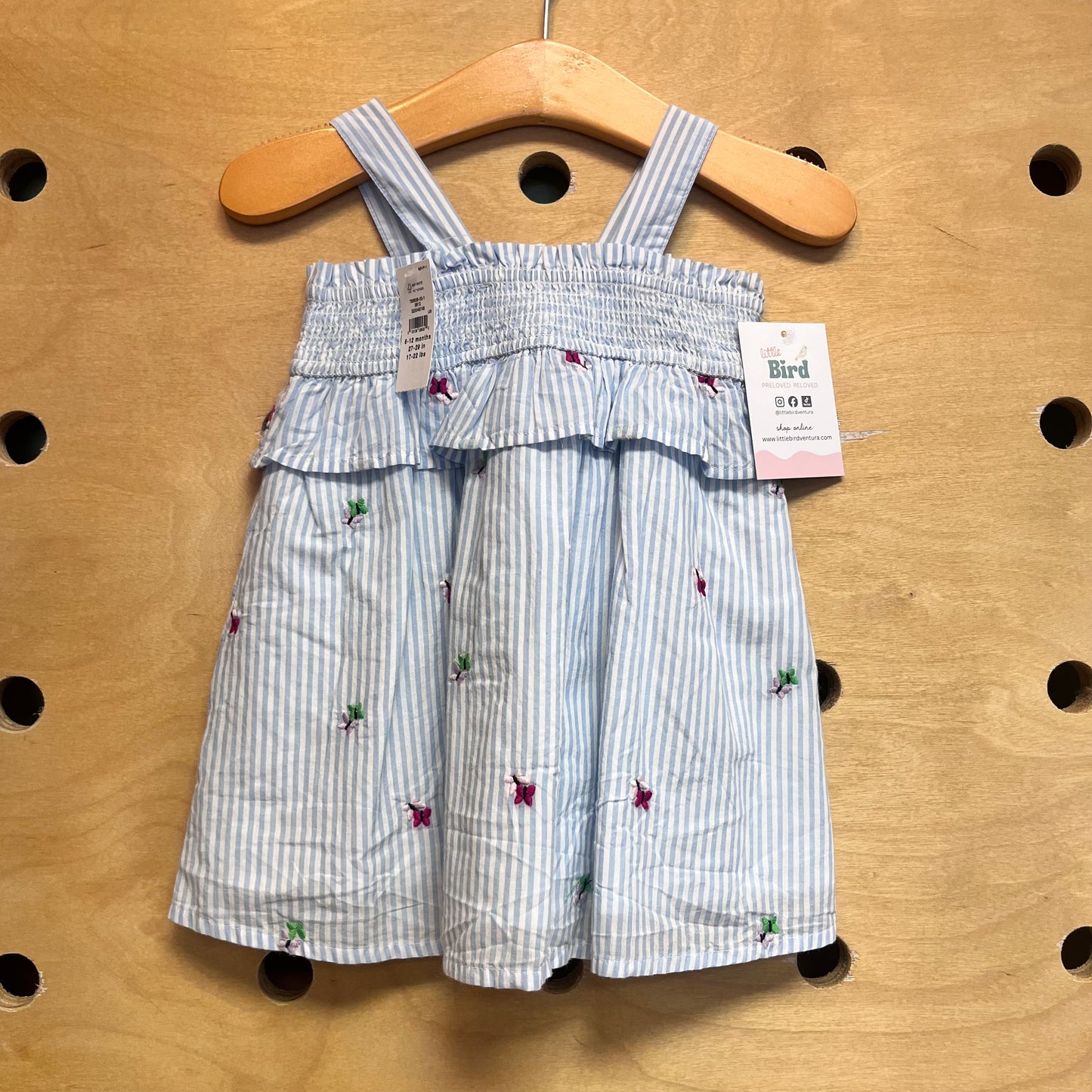 Blue Striped Embroider Dress NEW!!
