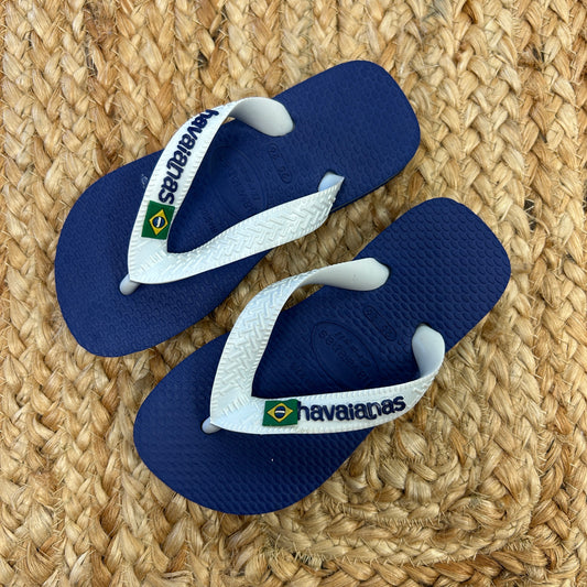Blue/White Flip Flops