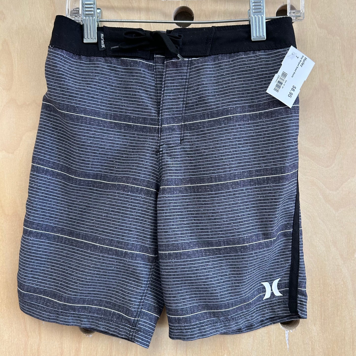 Grey Striped Board Shorts