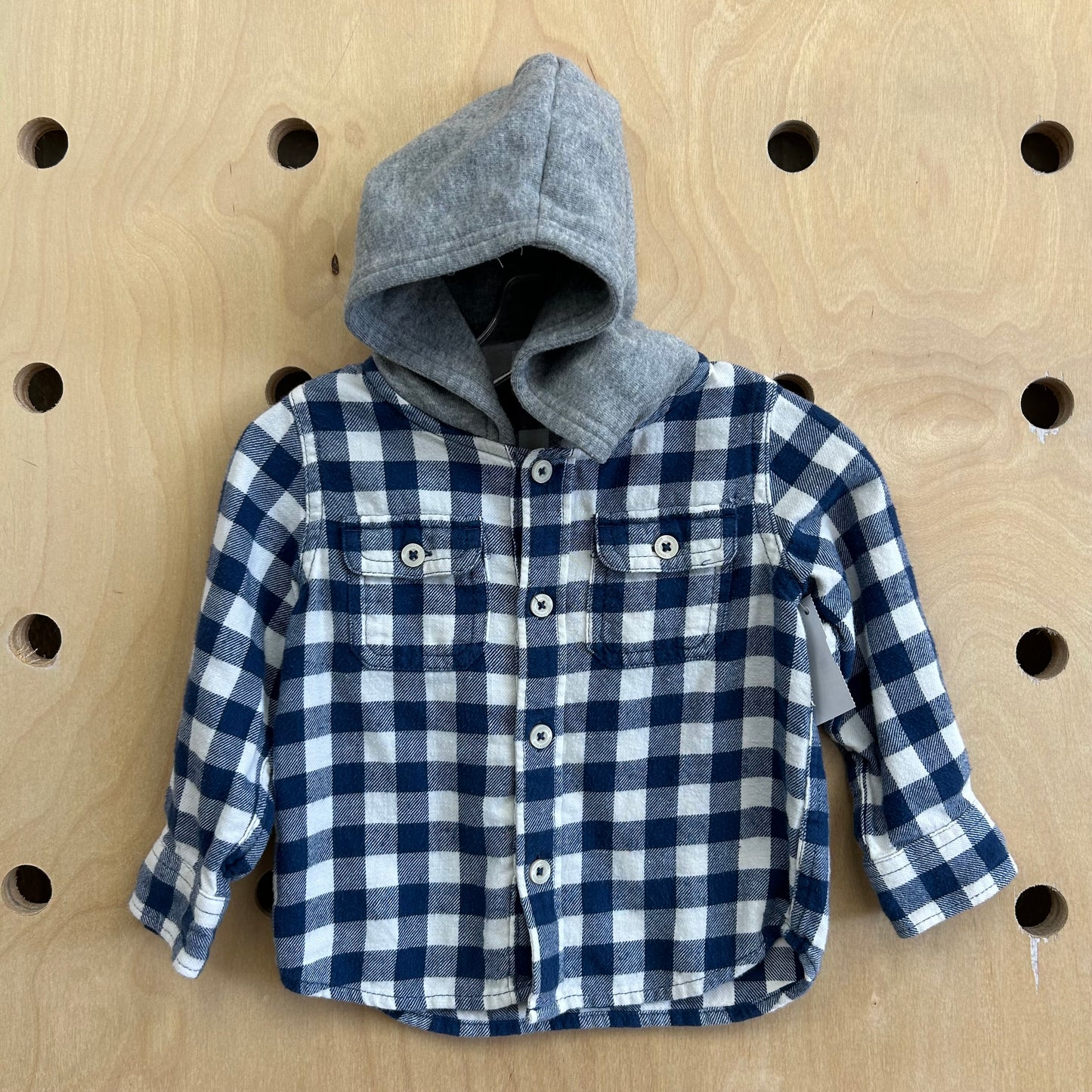 Blue + White Hoodie Flannel