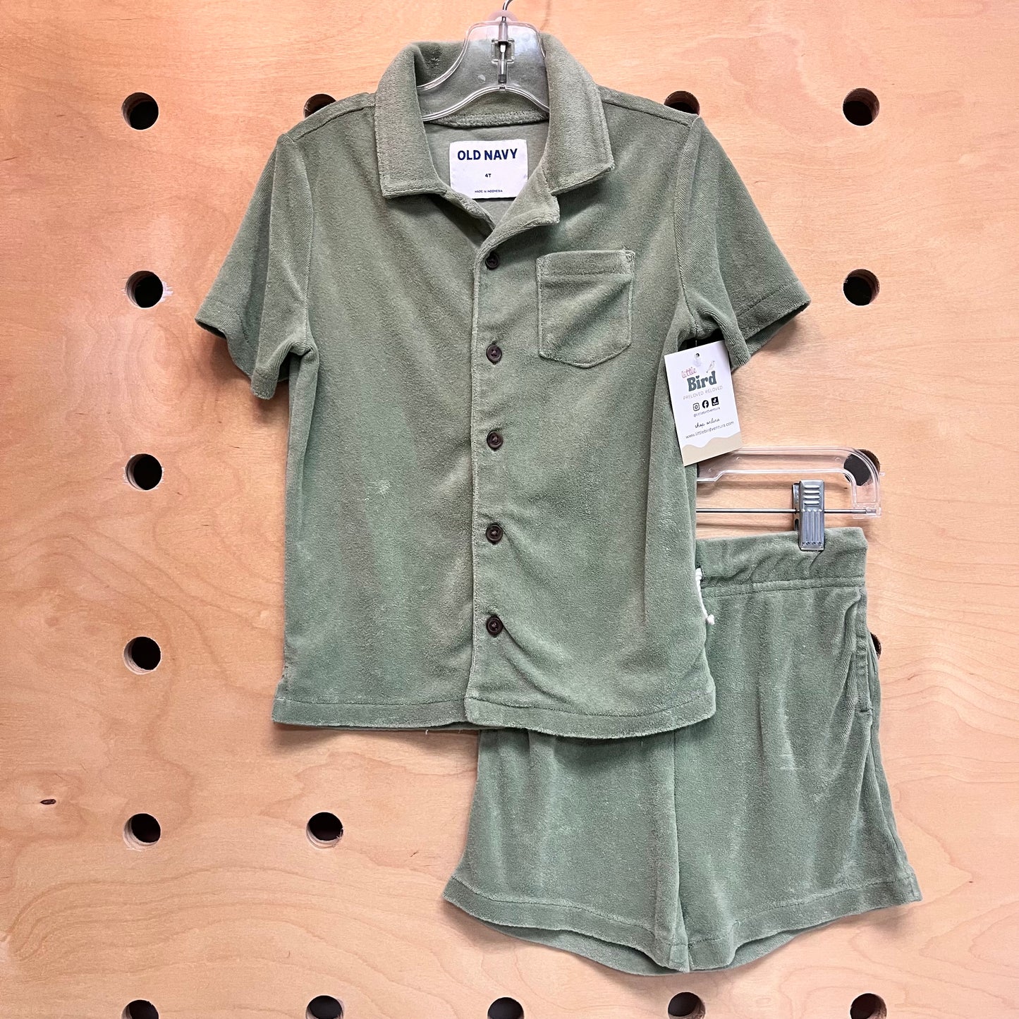 Green Terry Button Up Outfit