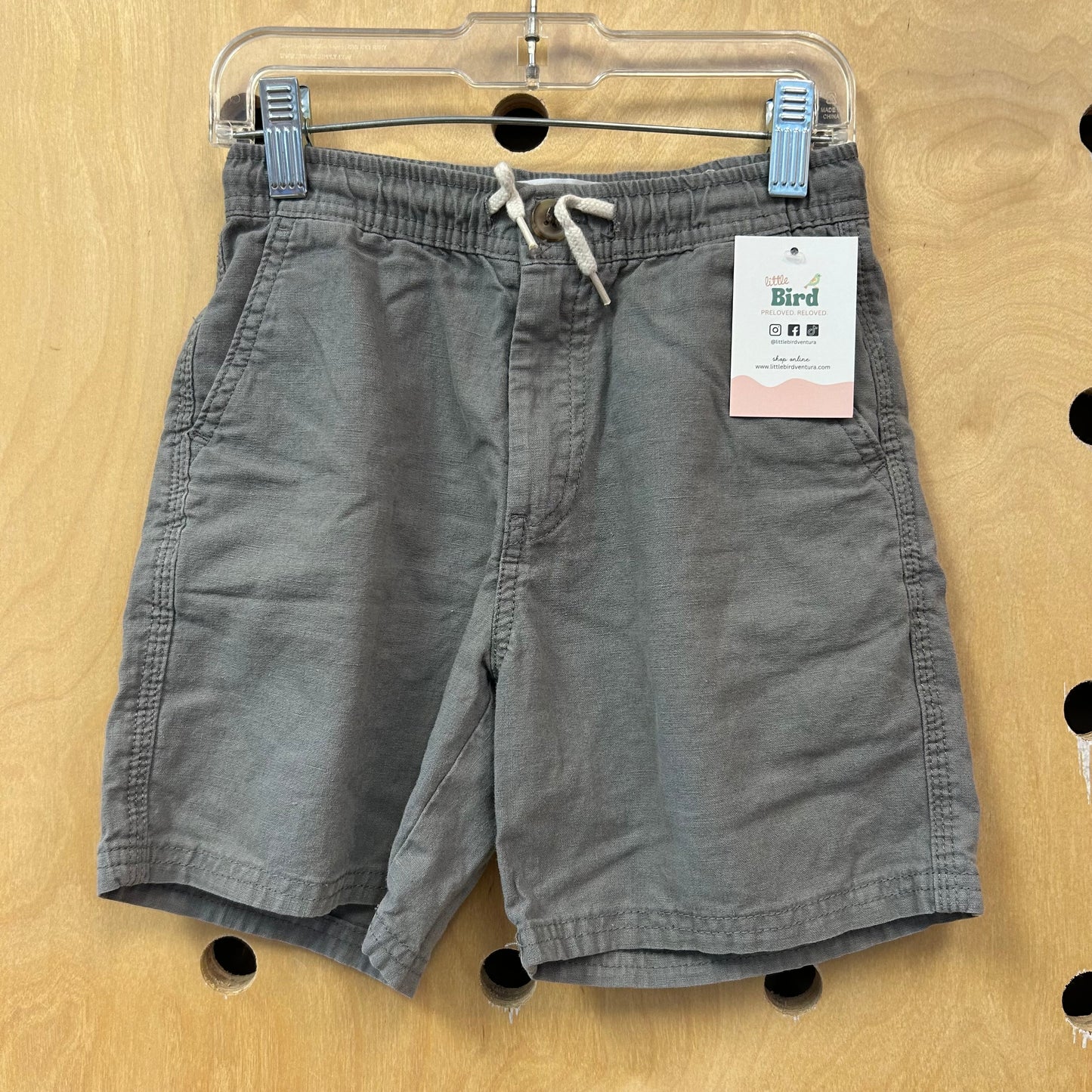 Grey Drawstring Button Shorts