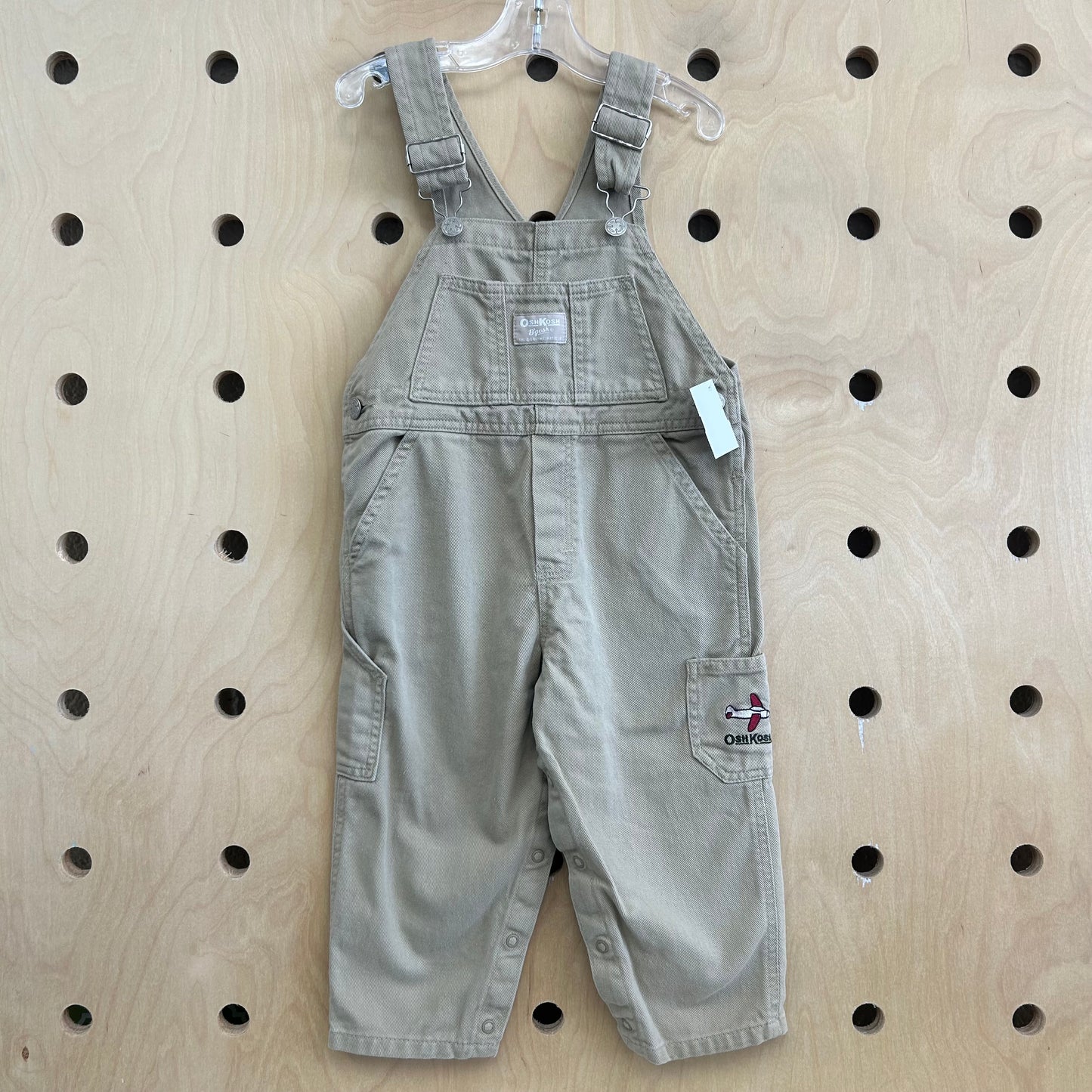 Tan Airplane Denim Overalls