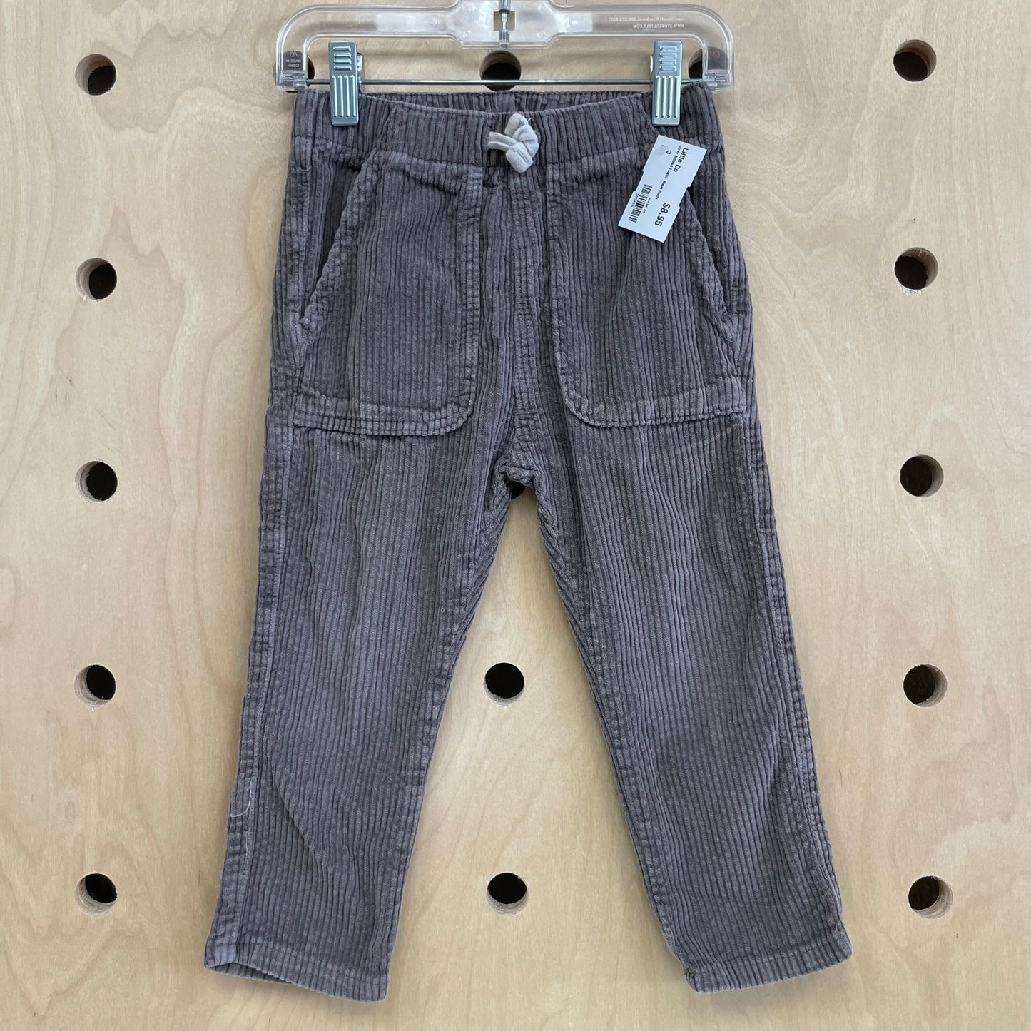 Grey Ribbed Elastic Waist Pants