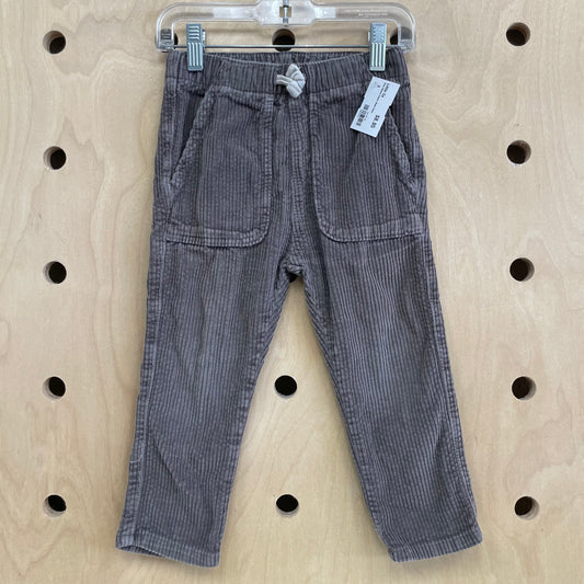 Grey Ribbed Elastic Waist Pants