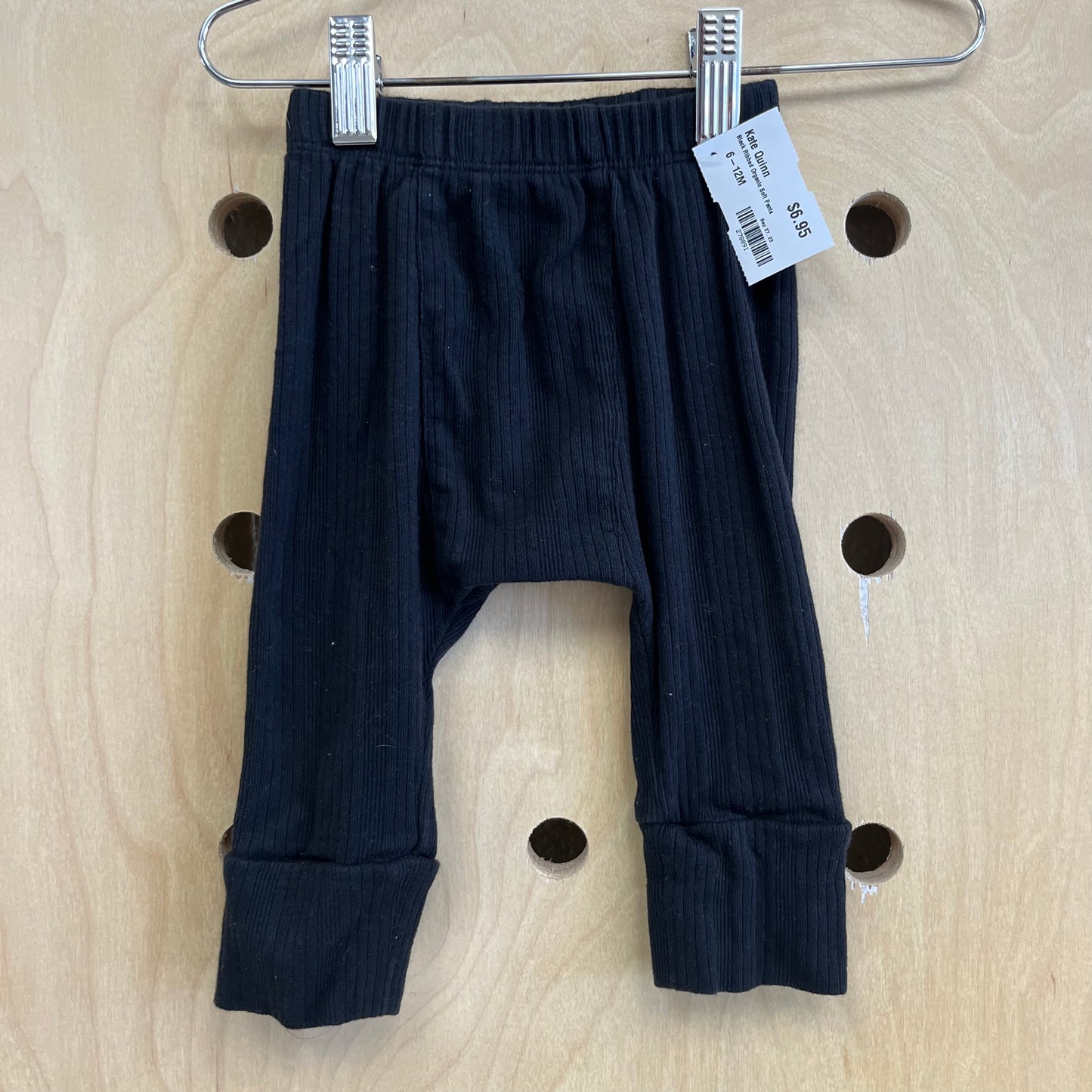 Black Ribbed Organic Soft Pants