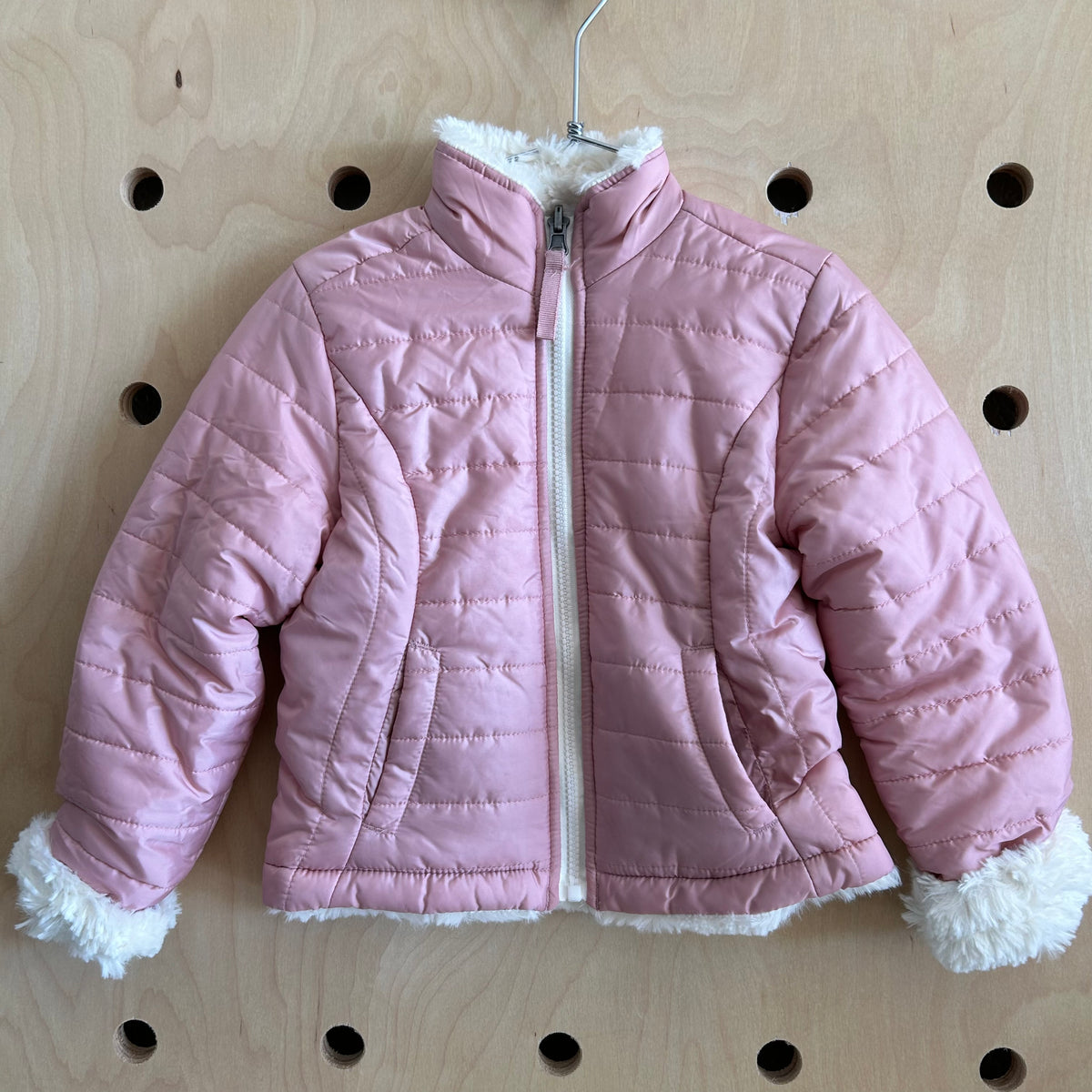 Pink Faux Fur Lined Reversible Jacket