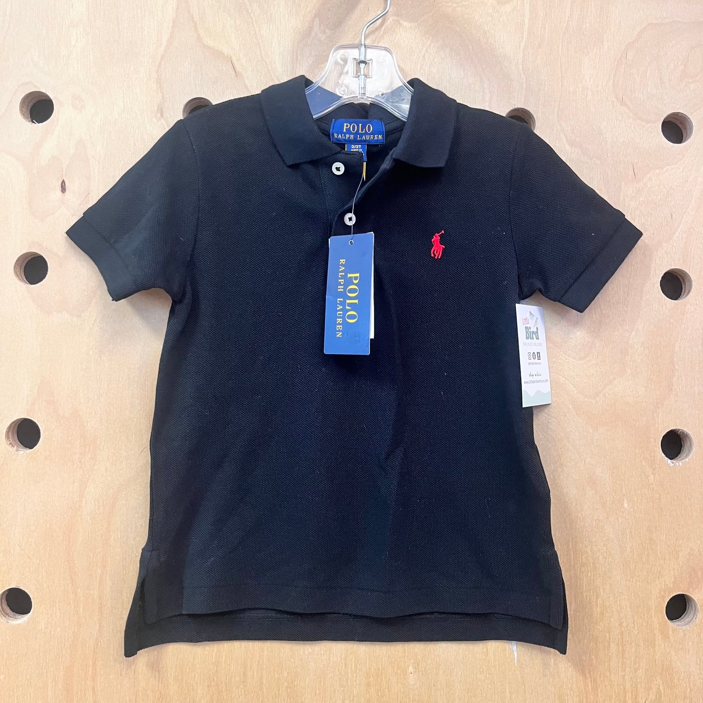 Black Embroidered Polo Tee NEW!!