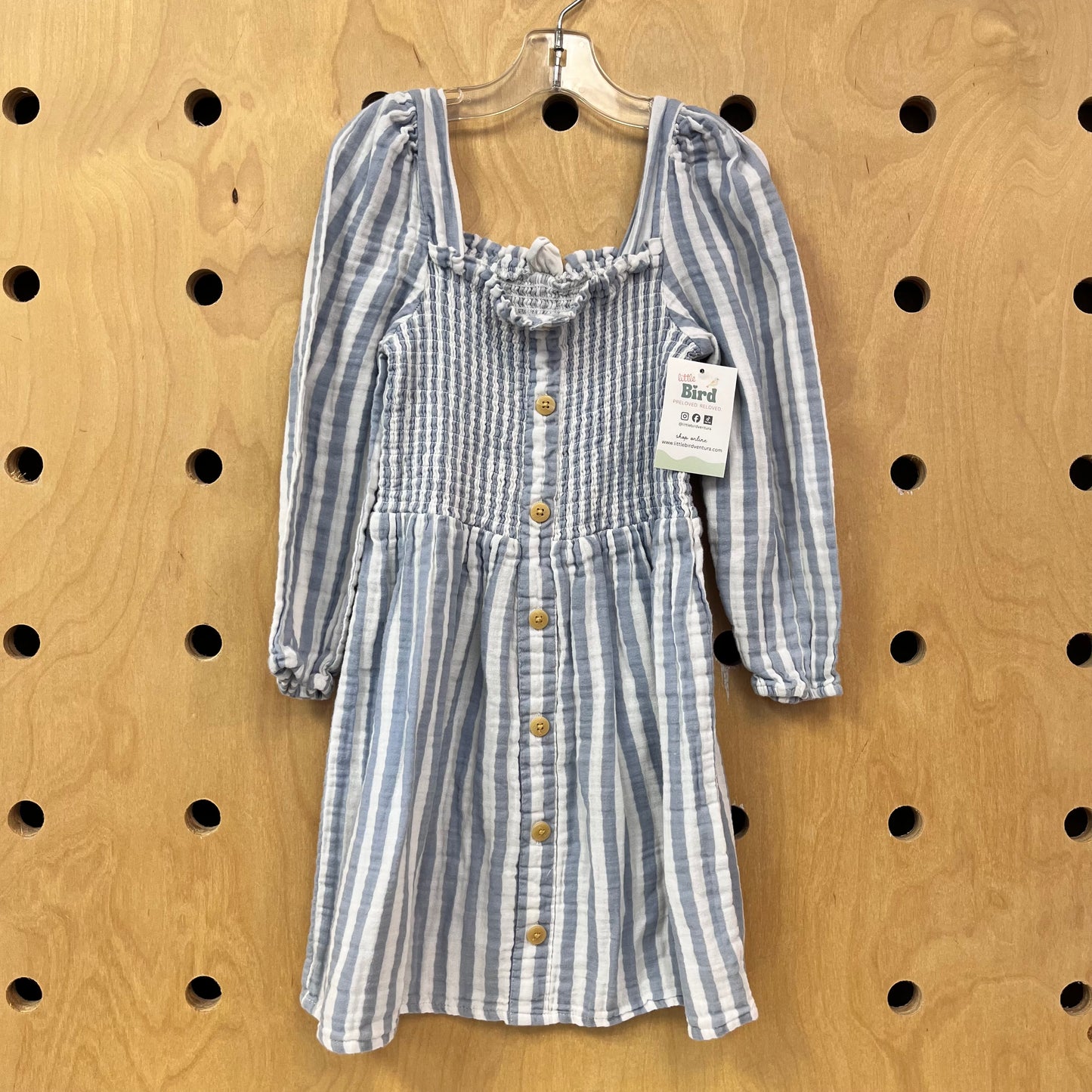 Blue/White Striped Gauze Dress