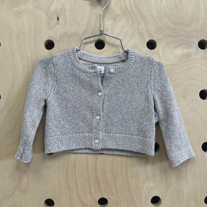 Beige Colorful Knit Cardigan