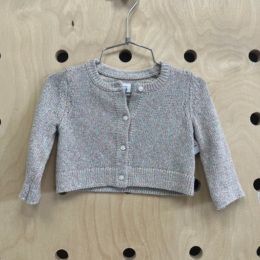 Beige Colorful Knit Cardigan