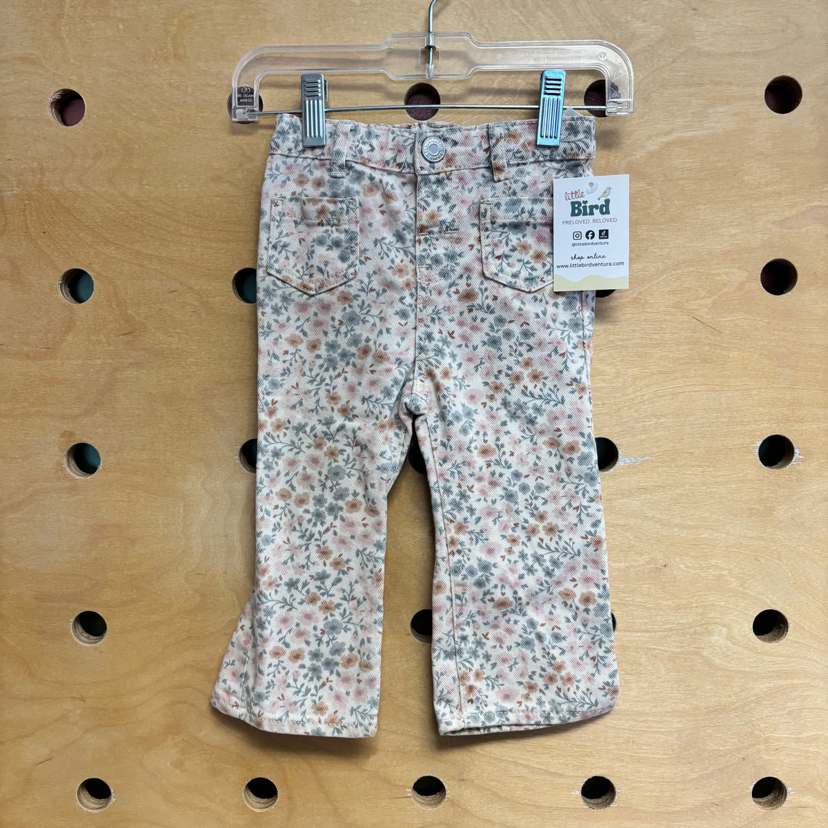 Cream/Pink Floral Flare Leggings