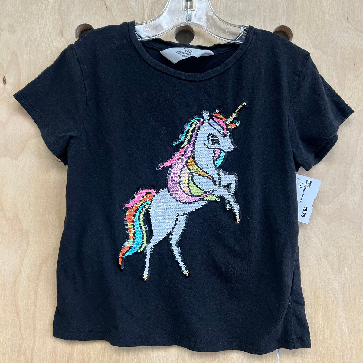 Black Flip Sequin Unicorn Tee