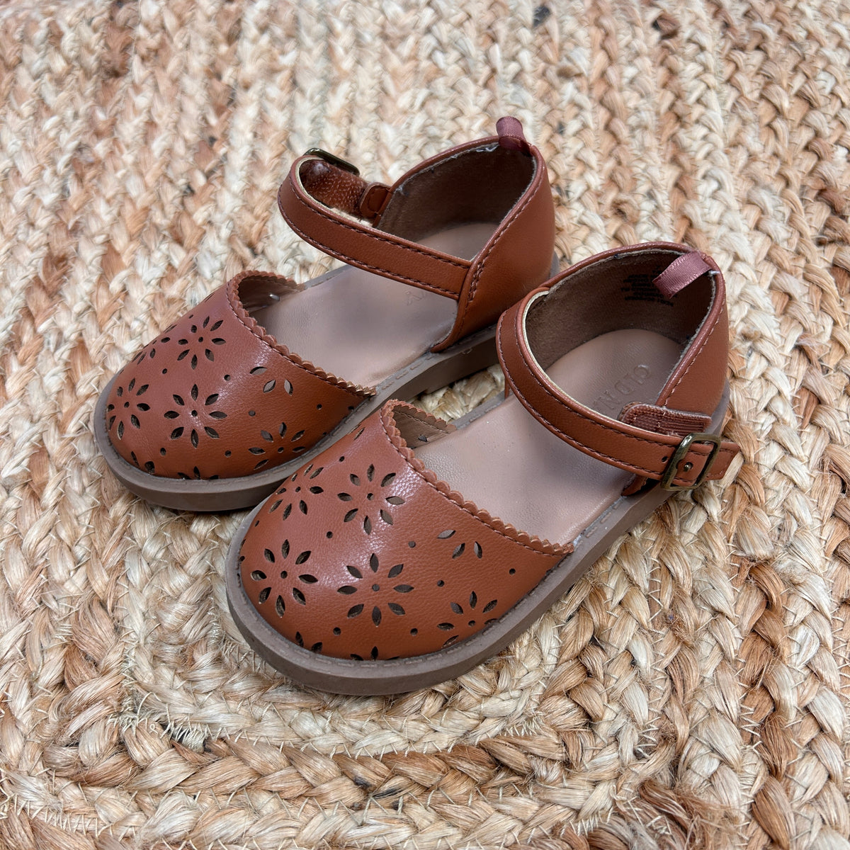 Brown Floral Eyelet Sandals