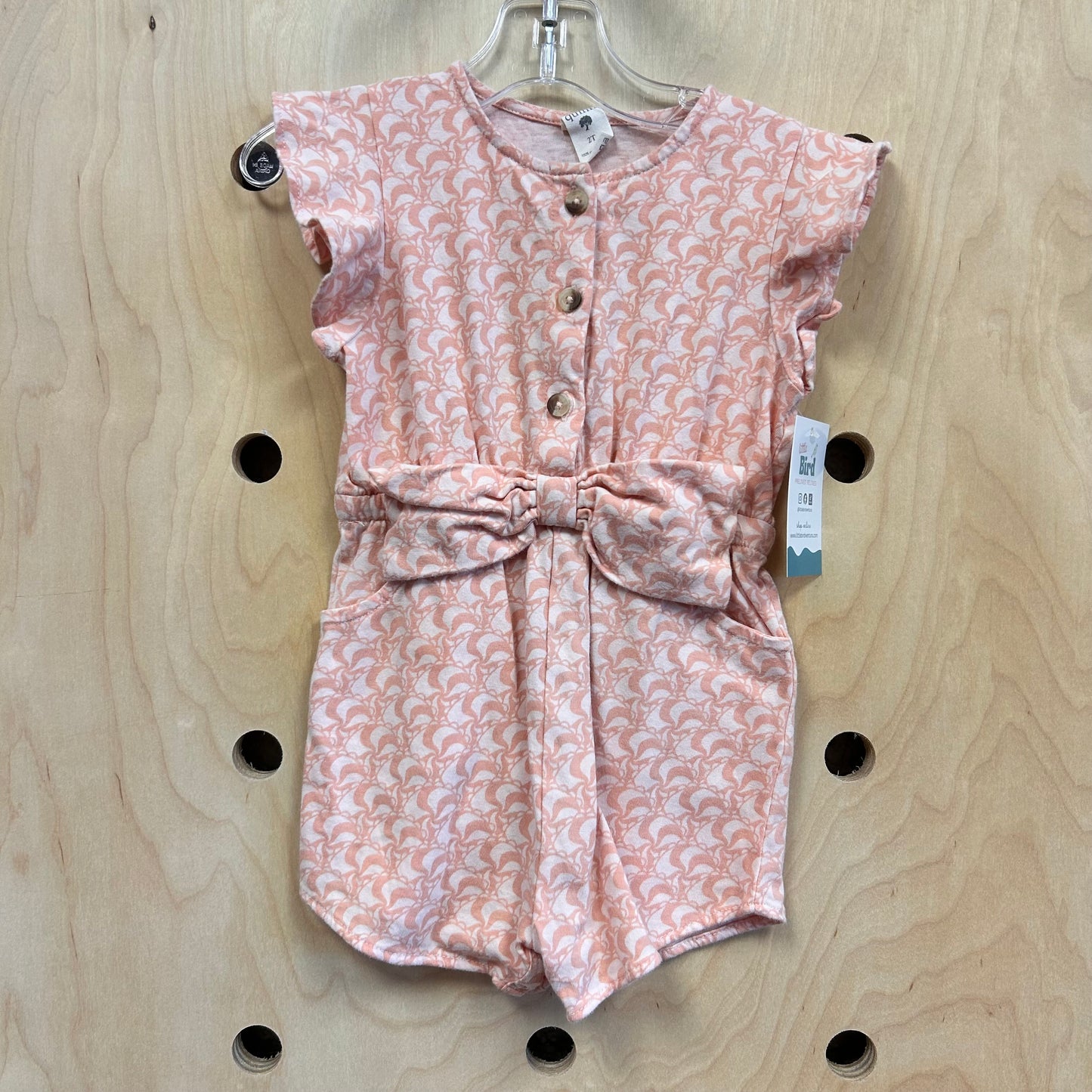 Organic Peach Bow Romper