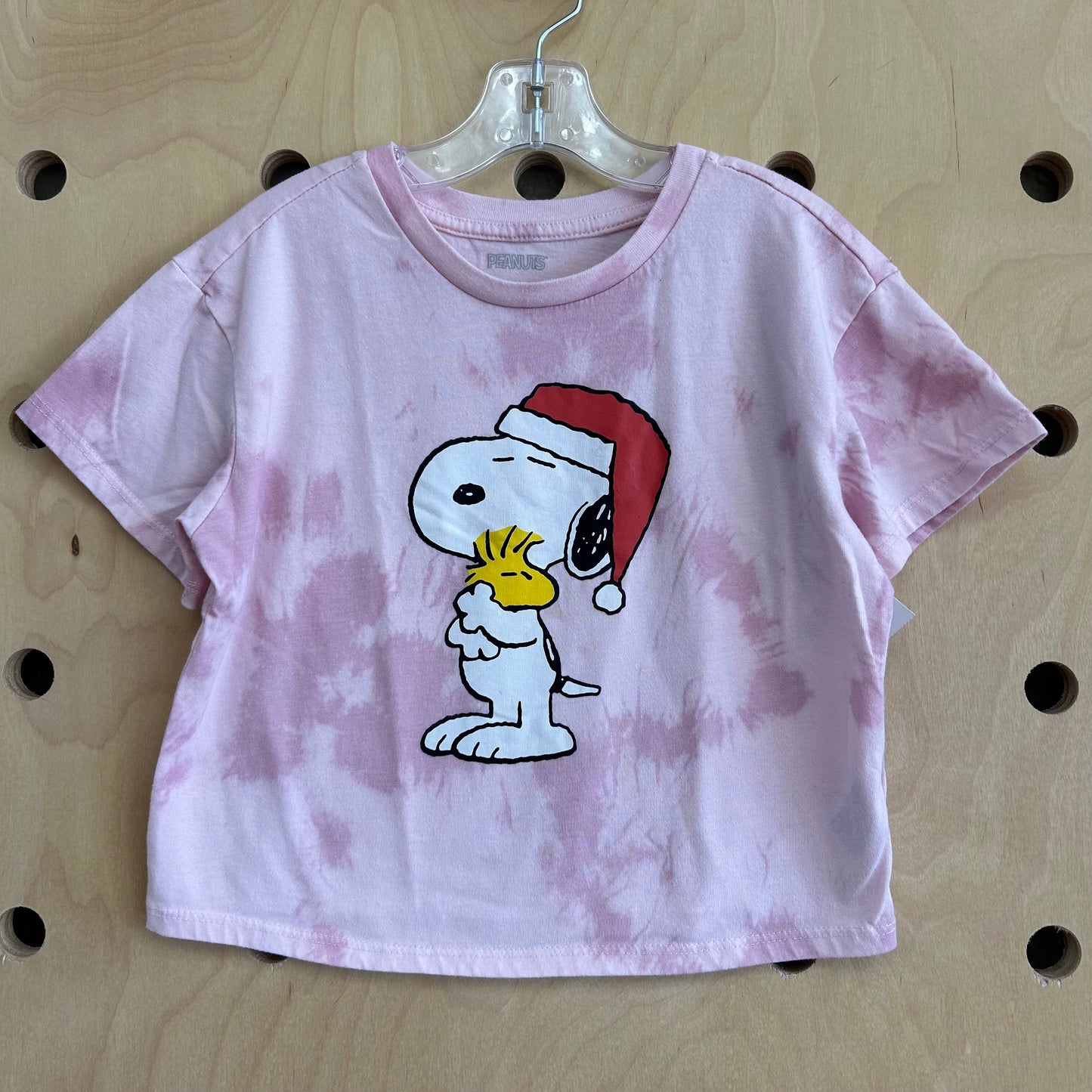 Pink Tye Dye Holiday Snoopy Crop Tee