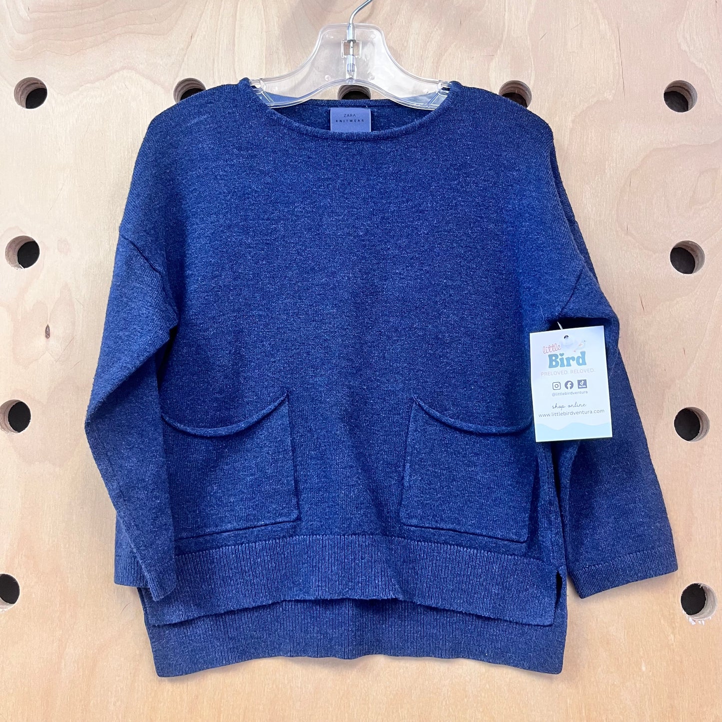 Navy Front Pockets Sweater