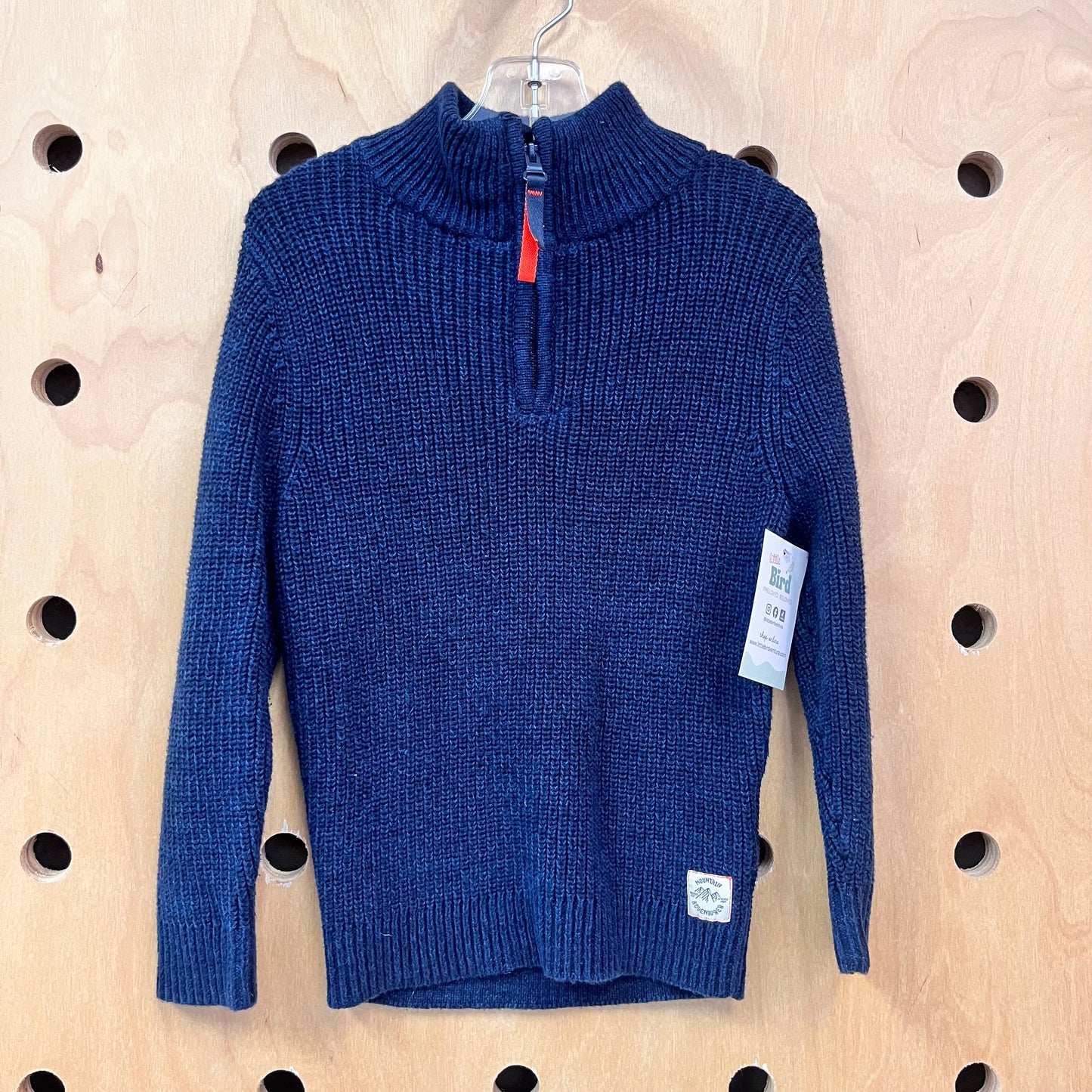 Blue Knit Half Zip Sweater