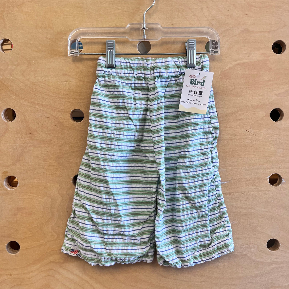 Green/Blue/White Striped Pants