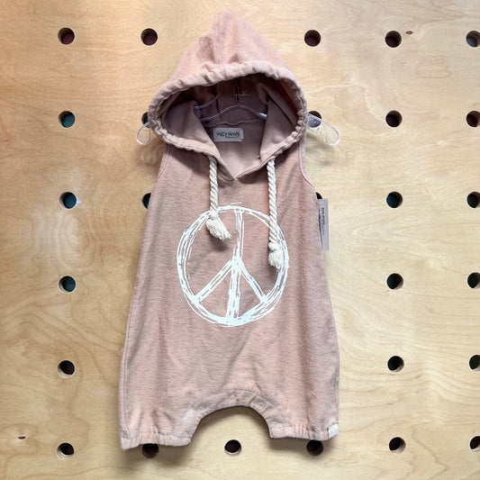 Sand Peace Sign Hoodie Romper
