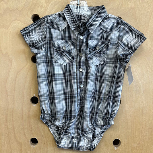 Grey Plaid Western Bodysuit