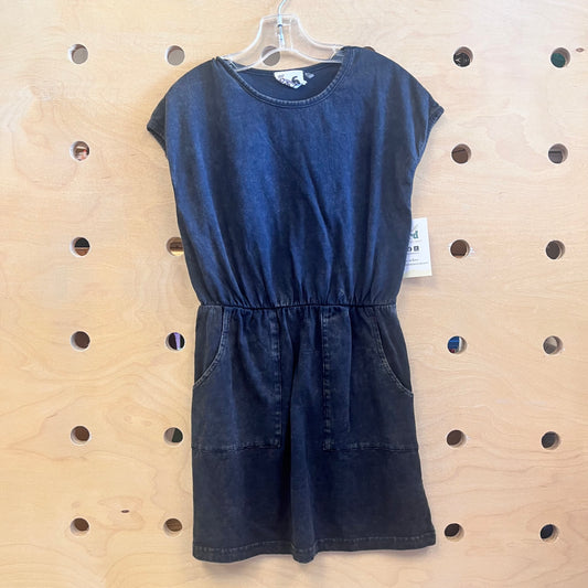 Black Acid Washed Pocket Dress