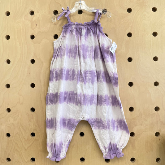 Purple & White Oversized Romper