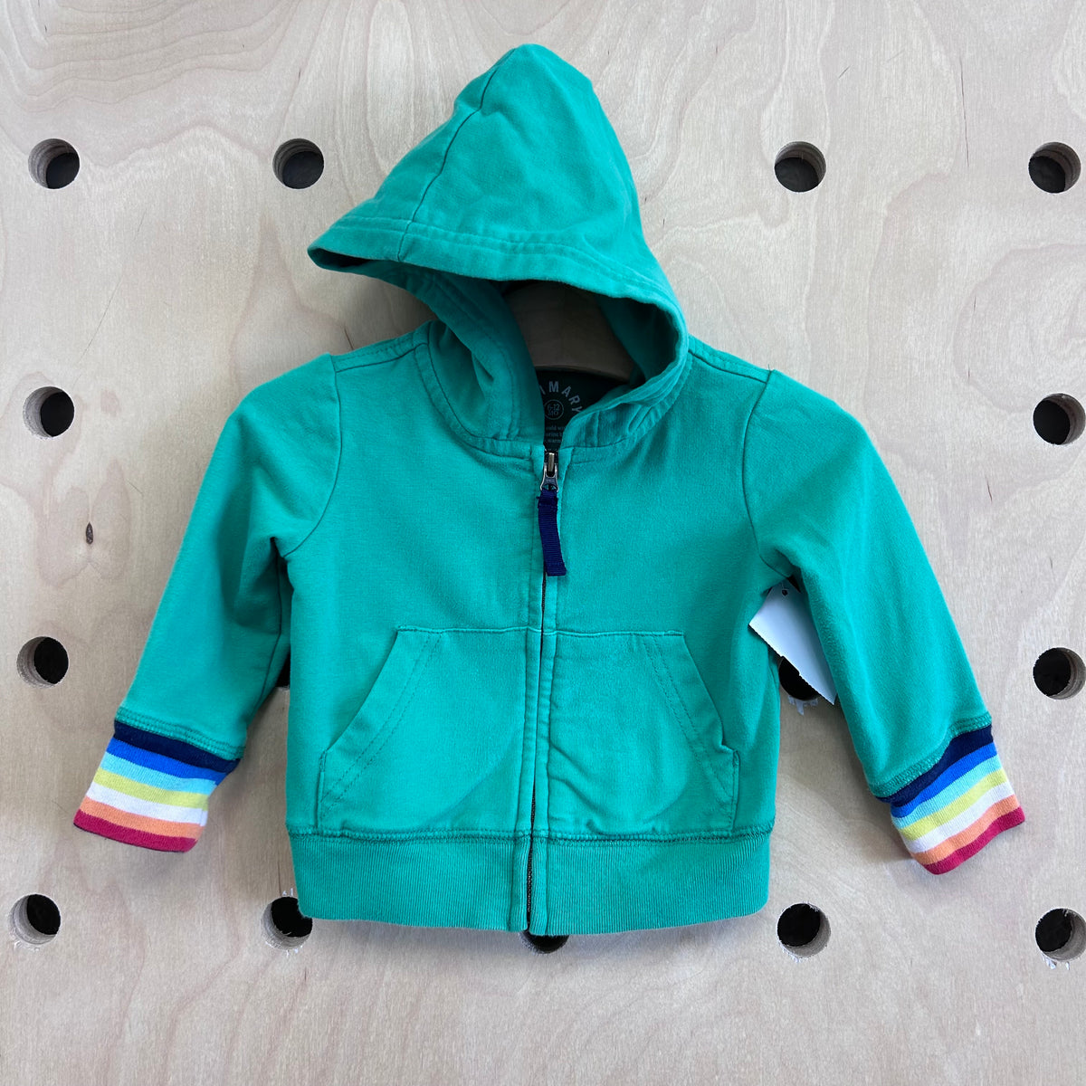 Green Rainbow Cuff Zip Hoodie