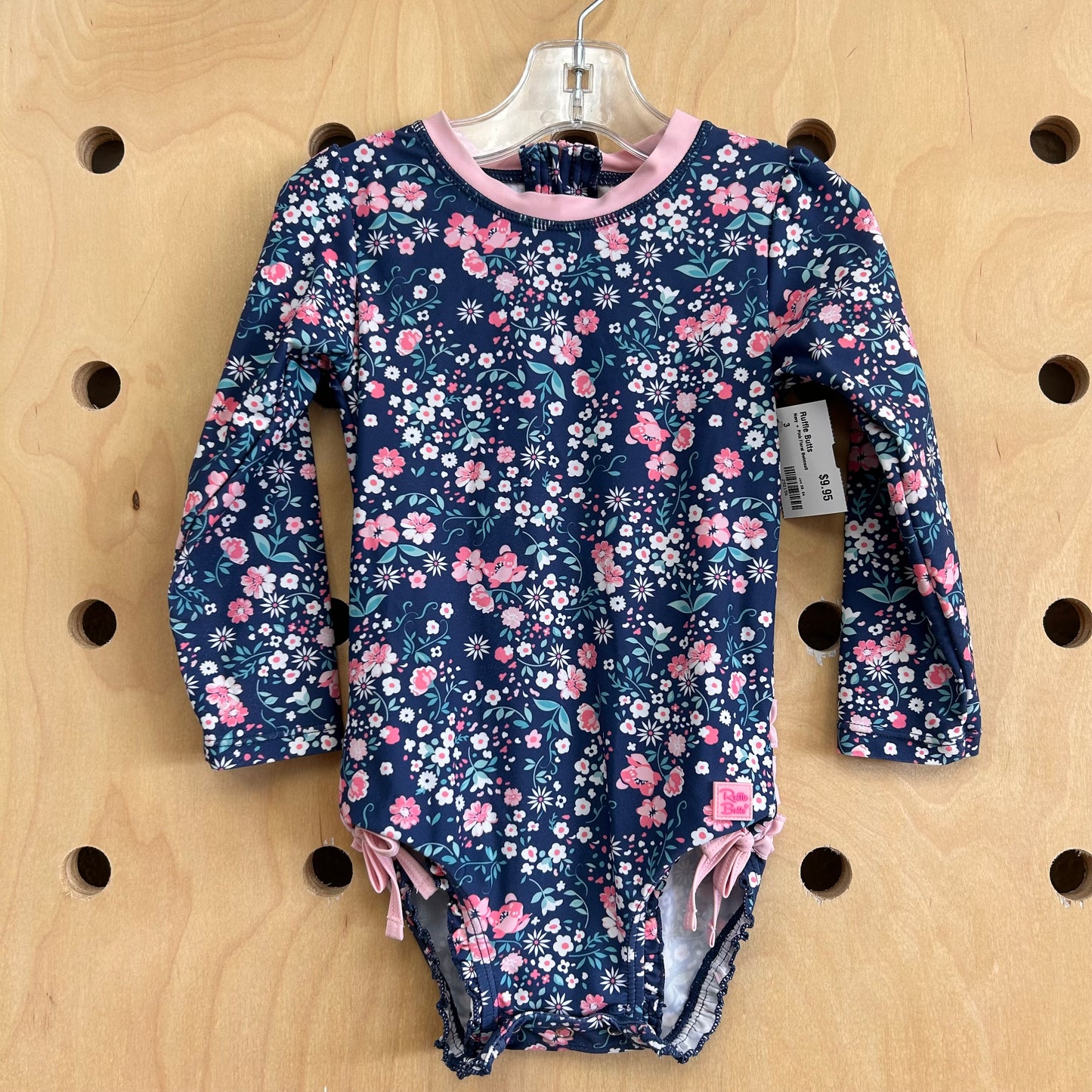 Navy + Pink Floral Swimsuit