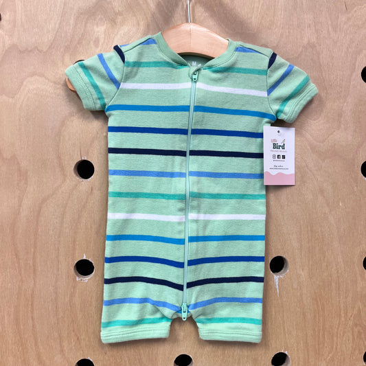 Green Striped Zip Shortie