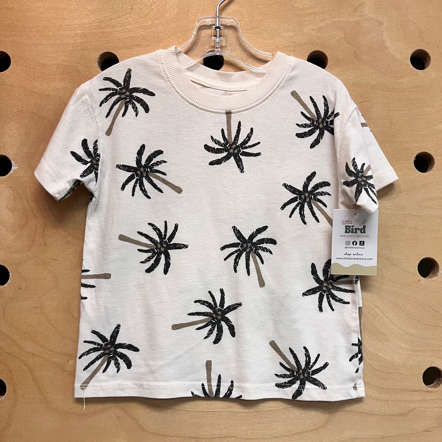 White Cotton Blend Palm Trees Tee