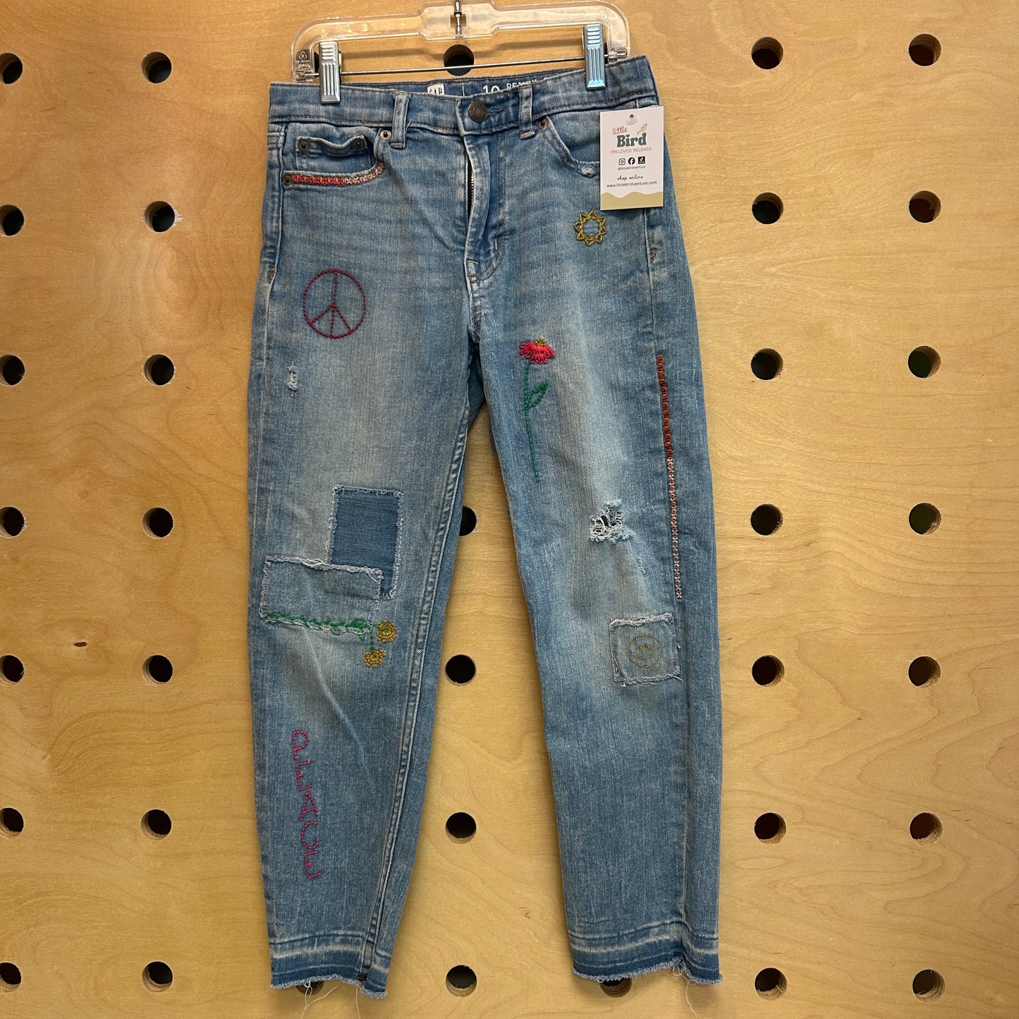 Embroidered Floral Pencil Slim Denim