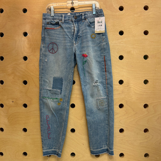 Embroidered Floral Pencil Slim Denim