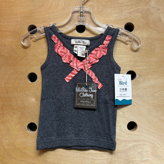 Grey Ribbed/Pink Bow Tank NEW!