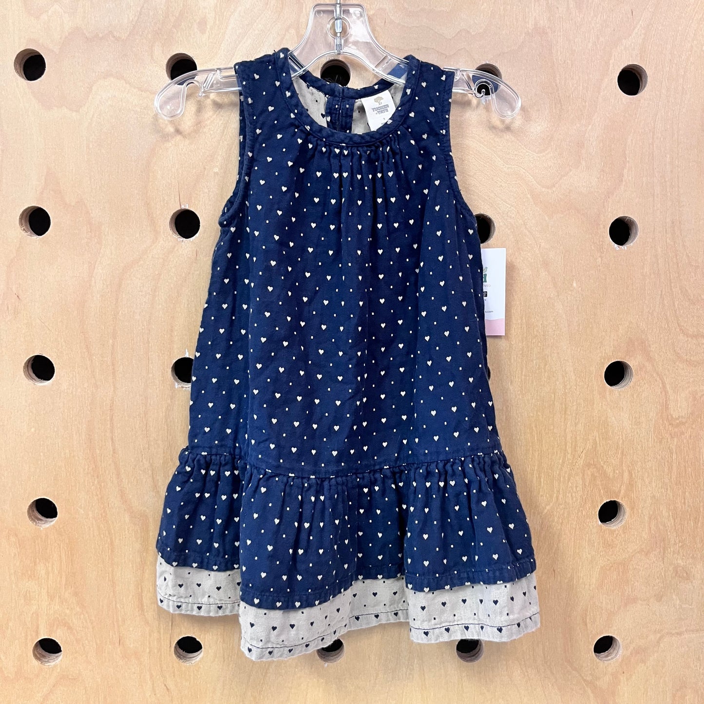 Navy + Tan Hearts Dress