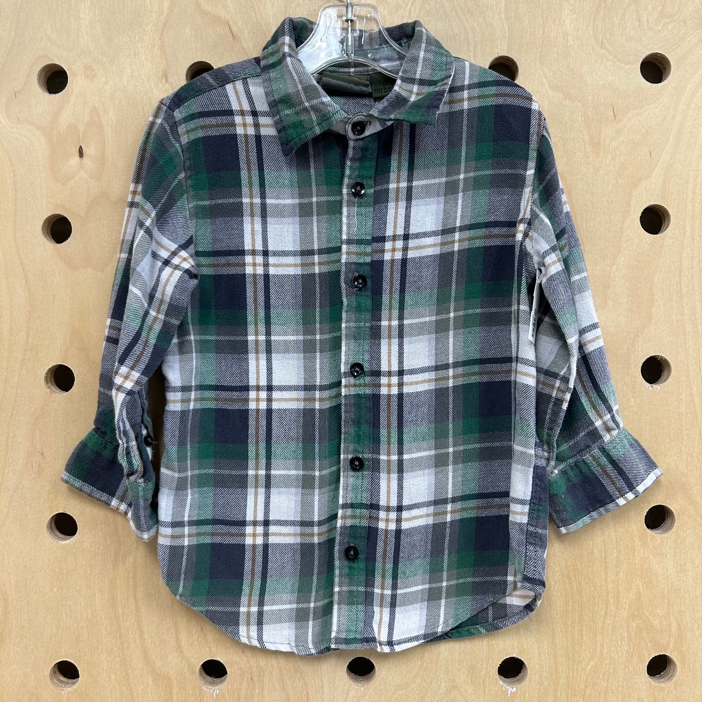 Green & Grey Plaid Flannel