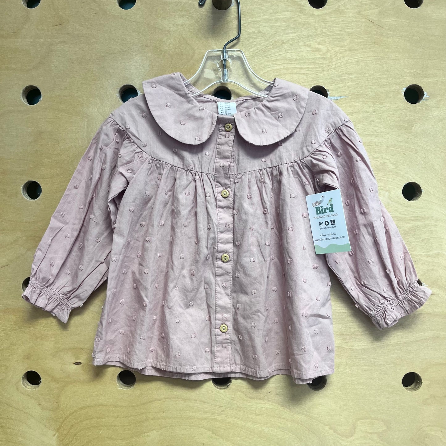 Pink Swiss Dot Collar LS