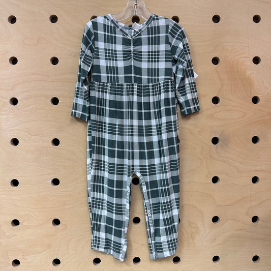 Green Bamboo Plaid Romper