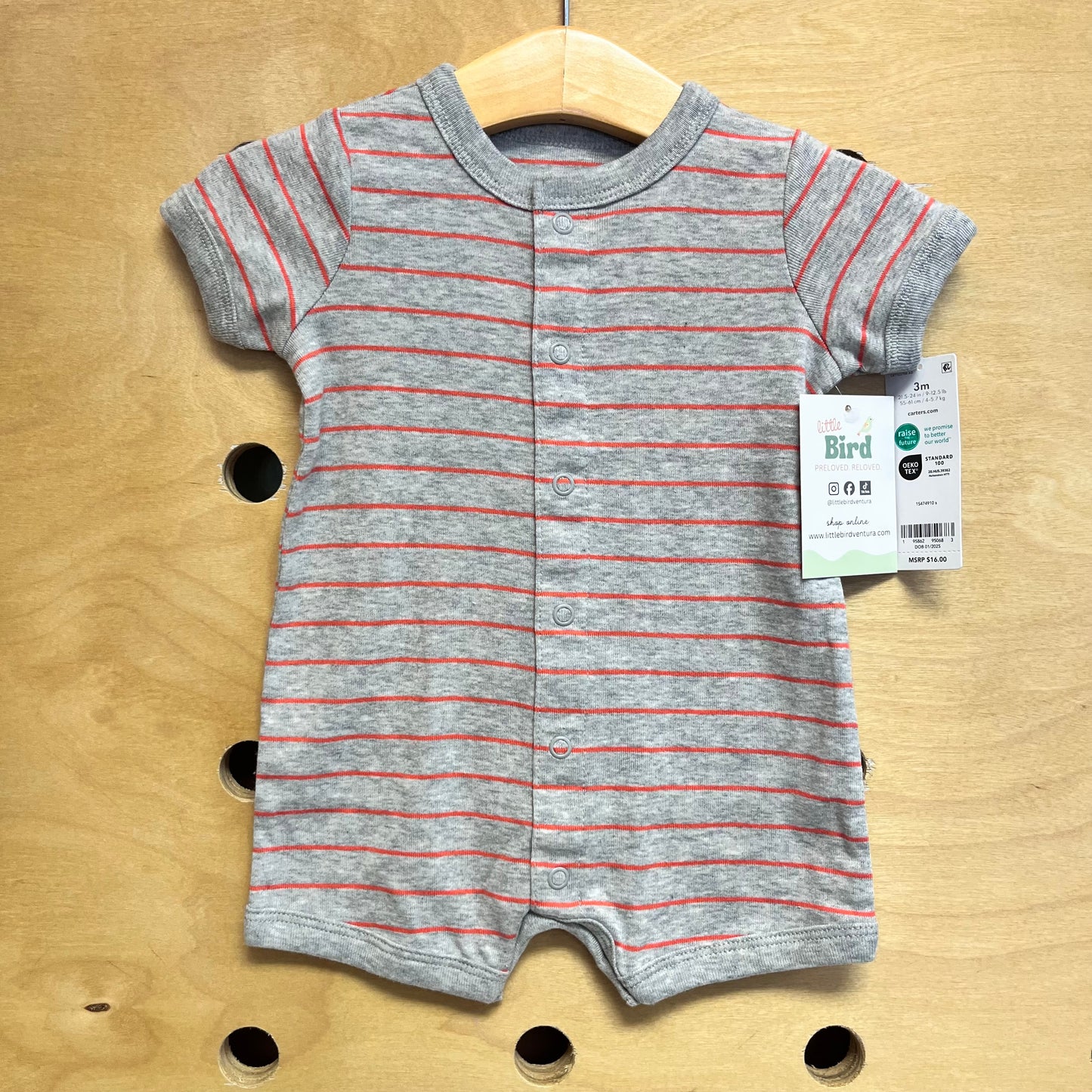 Grey & Red Striped Crab Romper NEW!