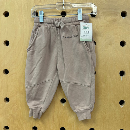 Beige '123 Smile' Drawstring Joggers